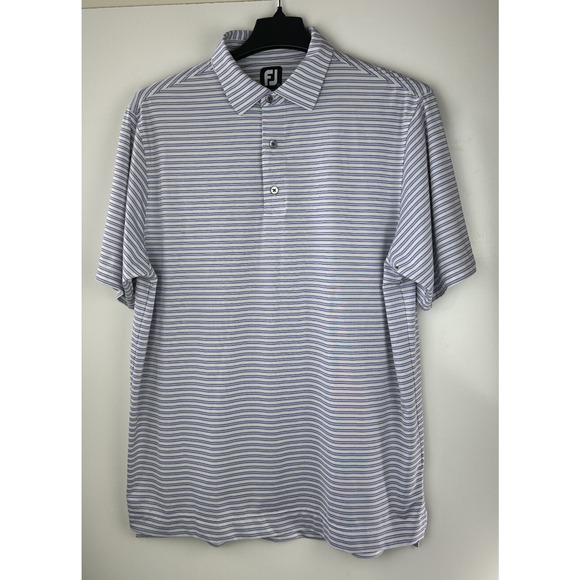 Bundle Lot of 2 Footjoy Men's Golf Polo Shirts Size Large Pinstripe Blue White - Picture 10 of 16